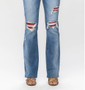 Judy Blue Mid Rise Plaid Patch Detail Bootcut Jeans