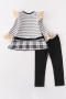 Grey Snowman Striped Ruffled Girl’s 2 Piece Set