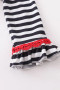 Honeydew Black stripe snowman ruffle girl pajamas set