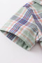 Honeydew Green plaid button down boys shirt