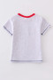 Grey farm tractor appliqué boys top