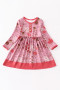 Honeydew Pink Leaf print girls dress