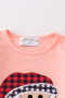 Abby & Evie Pink santa claus applique plaid girls set