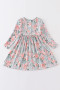 Honeydew floral print pocket girls dress with lace trim