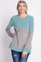 12PM BY MON AMI Casual Long Sleeve Color Block Top