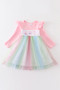 Honeydew Rainbow star embroidery ruffle dress