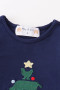 Abby & Evie Navy Farm Christmas tree applique ruffle girls set