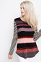 12PM BY MON AMI Long Sleeve Ribbed Knit Striped Top