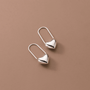 Minimalist Cute Heart Pin Earrings in 925 Sterling Silver