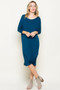 BE STAGE Dolman Sleeve Midi Dress with Front Knot