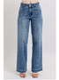 Judy Blue High Waist Star & Front Seam Detail Wide Leg Jeans