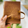 Real Leather Embossed Journal Tree unlined Pages