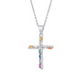 Perimade Sterling Silver Rainbow Gemstone Cross Charm Necklace