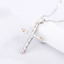 Perimade Sterling Silver Rainbow Gemstone Cross Charm Necklace