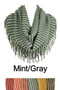 Two Tone Strip Knit Fringe Infinity Scarf  Variety of Colors