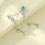 Green Butterfly Dangle Drop Earrings in 925 Sterling Silver