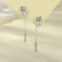 Green Butterfly Dangle Drop Earrings in 925 Sterling Silver