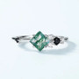 Square Moss Agate Stacking Band Ring in 925 Sterling Silver
