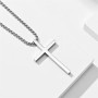 Mens Cross Charm Pendant Necklace in Stainless Steel