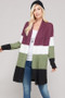 Color Block Brushed Open Front Cardigan