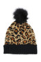 Leopard Print Knit Hat with Pom