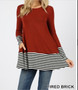 PREMIUM STRIPED & SOLID CONTRAST TOP AVAILABLE IN 2 COLORS