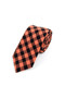 Men's Orange Black Plaid Cotton Slim Tie