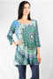 Long Sleeve Multi Print Medallion Tunic Top 