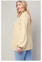 Plus Size Sleeve Tie Stripe Top in Mustard