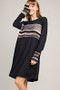 MITTOSHOP MULTI STRIPE COLOR BLOCK THUMB HOLE KNIT DRESS AVAILABLE IN 2 COLORS