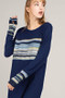 MITTOSHOP MULTI STRIPE COLOR BLOCK THUMB HOLE KNIT DRESS AVAILABLE IN 2 COLORS