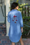 Nostalgia Embroidery Denim Shirt Dress