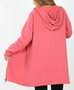 PLUS SIZE TWO WAY  ZIPPER  HOODIE SWEATSHIRT