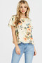 RED LOLLY Women's Floral Back Split Blouse Top
