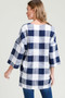 COTTON BLEU Women's Cotton Linen Gingham Check V-Neck Blouse