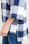 COTTON BLEU Women's Cotton Linen Gingham Check V-Neck Blouse