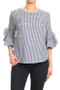 NINA ROSSI Women's Gingham Plaid Blouse with Pearl Accents Available in 2 Colors