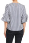 NINA ROSSI Women's Gingham Plaid Blouse with Pearl Accents Available in 2 Colors