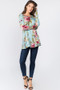 Women's Flower Print Tunic Top with Pockets
