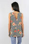 Women's Sleeveless Floral and Black Stripe Top