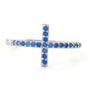 Sterling Silver Cross Blue CZ Ring