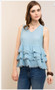Crinkled V-Neck Tiered Top with Raw Edge