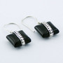 Sterling Silver Ornate Black Agate Earrings Square Danglers