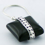 Sterling Silver Ornate Black Agate Earrings Square Danglers
