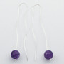  Sterling Silver Amethyst Gemstone Shoulder Long Threader Earrings