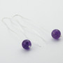  Sterling Silver Amethyst Gemstone Shoulder Long Threader Earrings