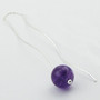  Sterling Silver Amethyst Gemstone Shoulder Long Threader Earrings
