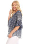 Plus Size Printed Top with 3/4 Length Sleeve and Curved Hem