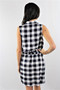 Black and White Plaid Cinched Waist Dress