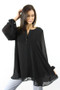 Sheer Sleeve Tunic Top Front Button and Bishop Sleeves